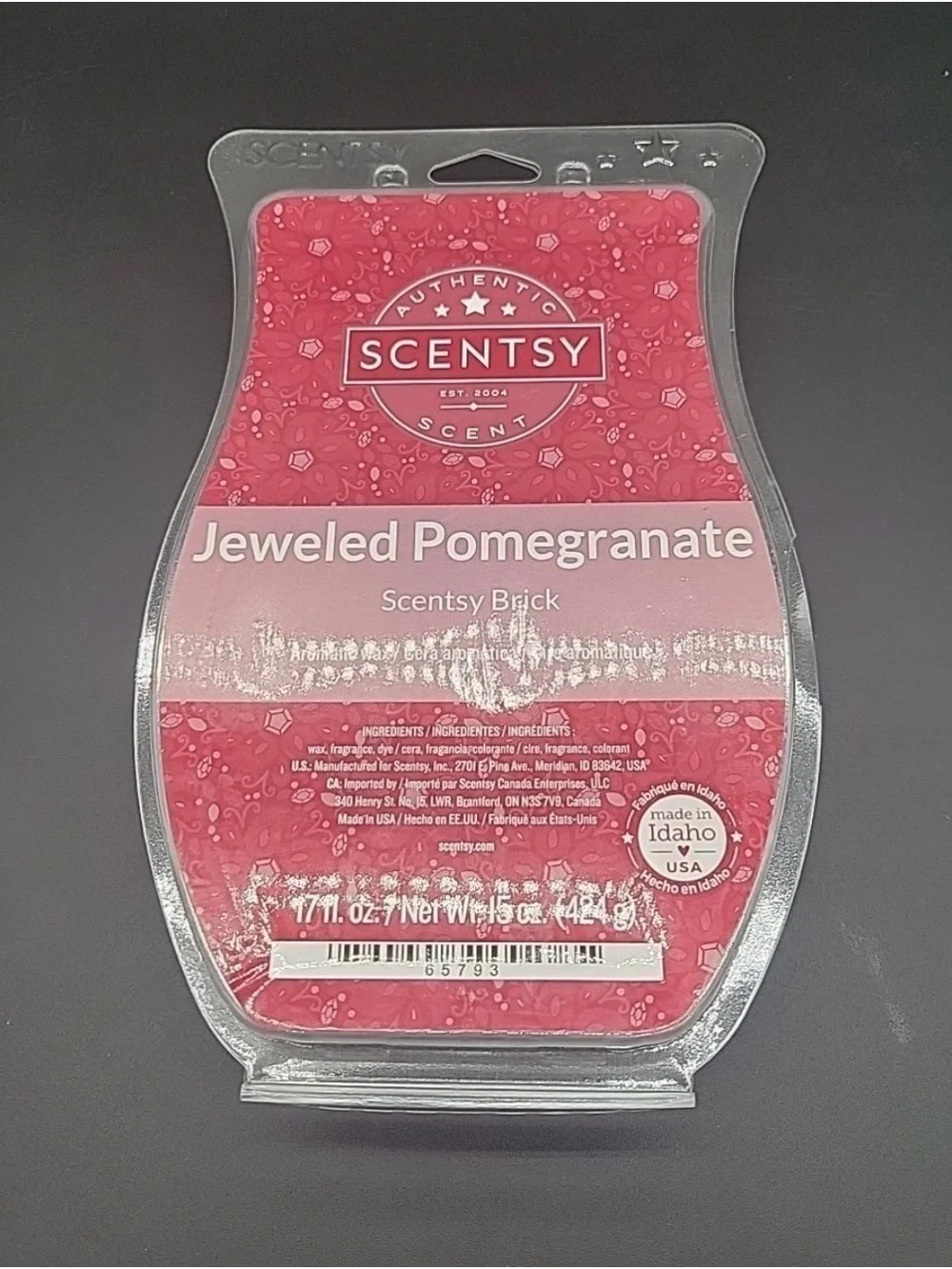 Scentsy Jeweled Pomegranate Wax Brick 17oz New Large Brick Jumbo Retired